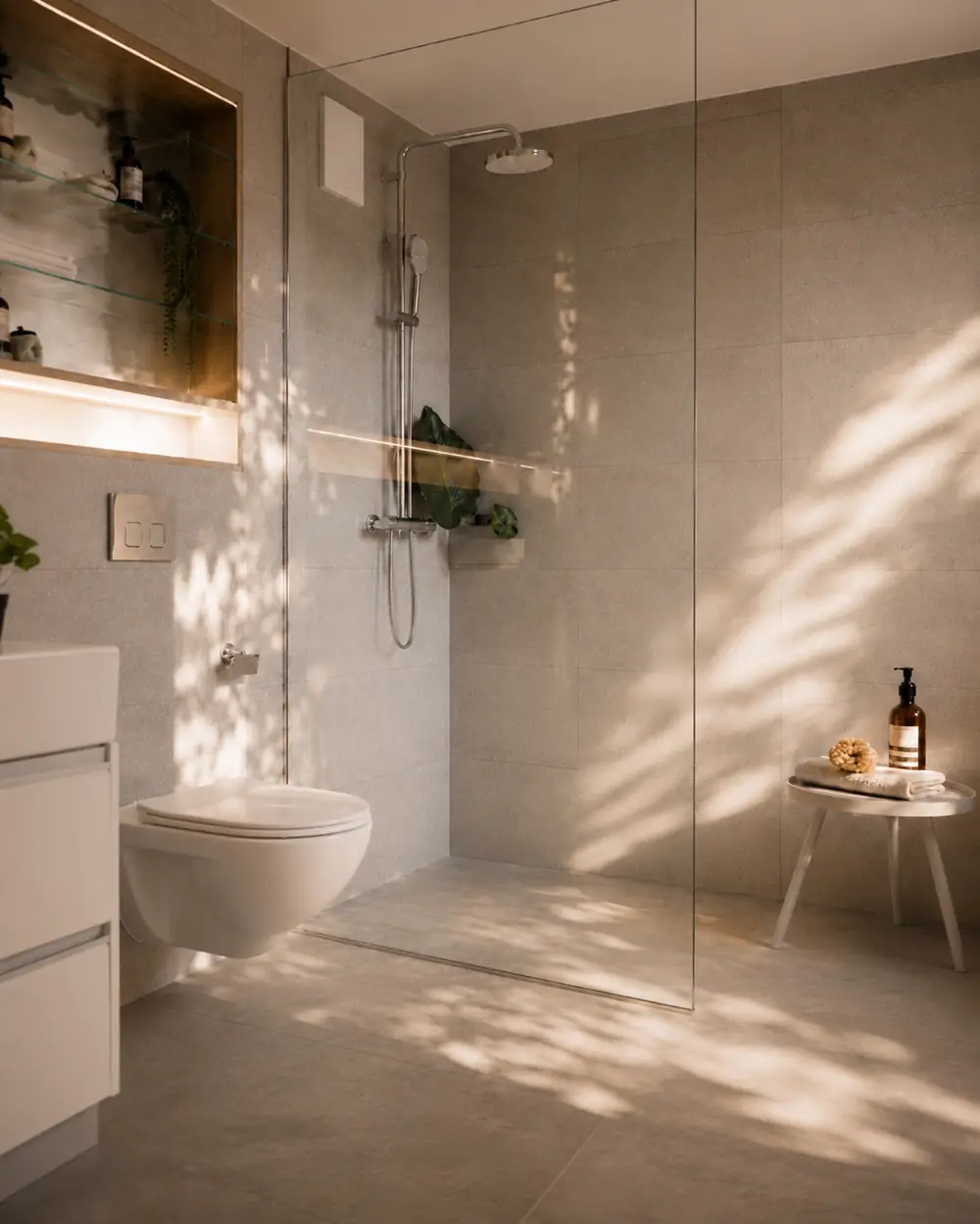 Designbad mit Naturtönen